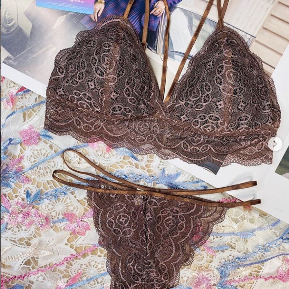 Handmade Strappy Lace Bralette Sets (w/thongs)